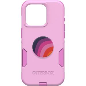 OtterBox Bundle iPhone 15 Pro (Only) Commuter Series Case – (Run Wildflower) + PopSockets PopGrip (Plum Stripe), Slim & Tough, Pocket-Friendly, with Port Protection, PopGrip Included