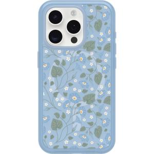 OtterBox iPhone 15 Pro (Only) Symmetry Series Clear Case – Dawn Floral (Blue), Snaps to MagSafe, Ultra-Sleek, Raised Edges Protect Camera & Screen