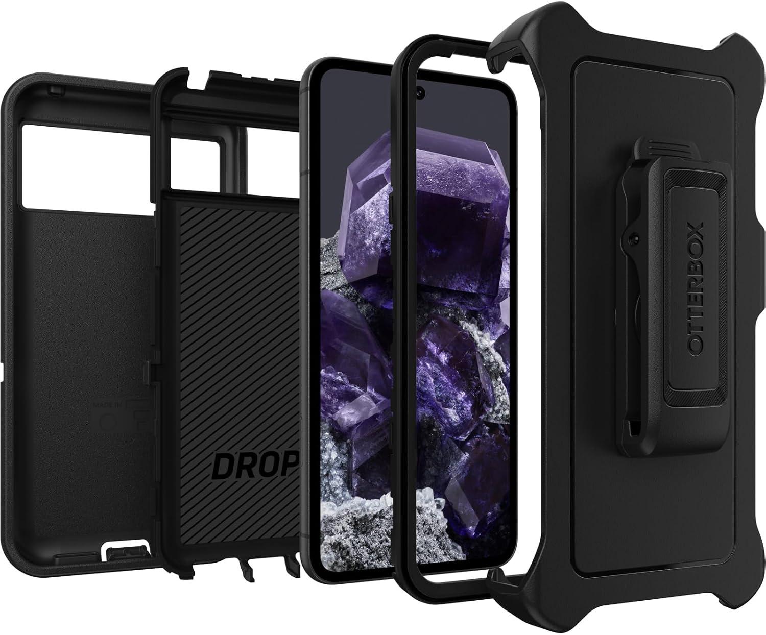 imageOtterBox Google Pixel 8 Defender Series Case Baby Blue Jeans Rugged ampamp Durable with Port Protection Includes Holster Clip KickstandBlack