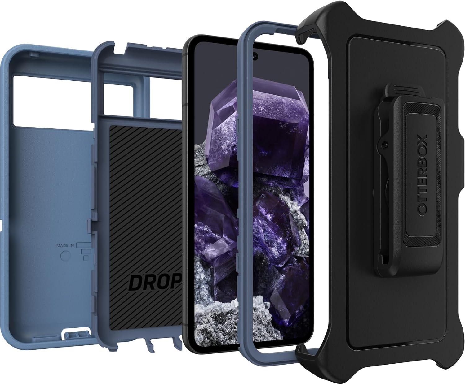 imageOtterBox Google Pixel 8 Defender Series Case Baby Blue Jeans Rugged ampamp Durable with Port Protection Includes Holster Clip KickstandBlue