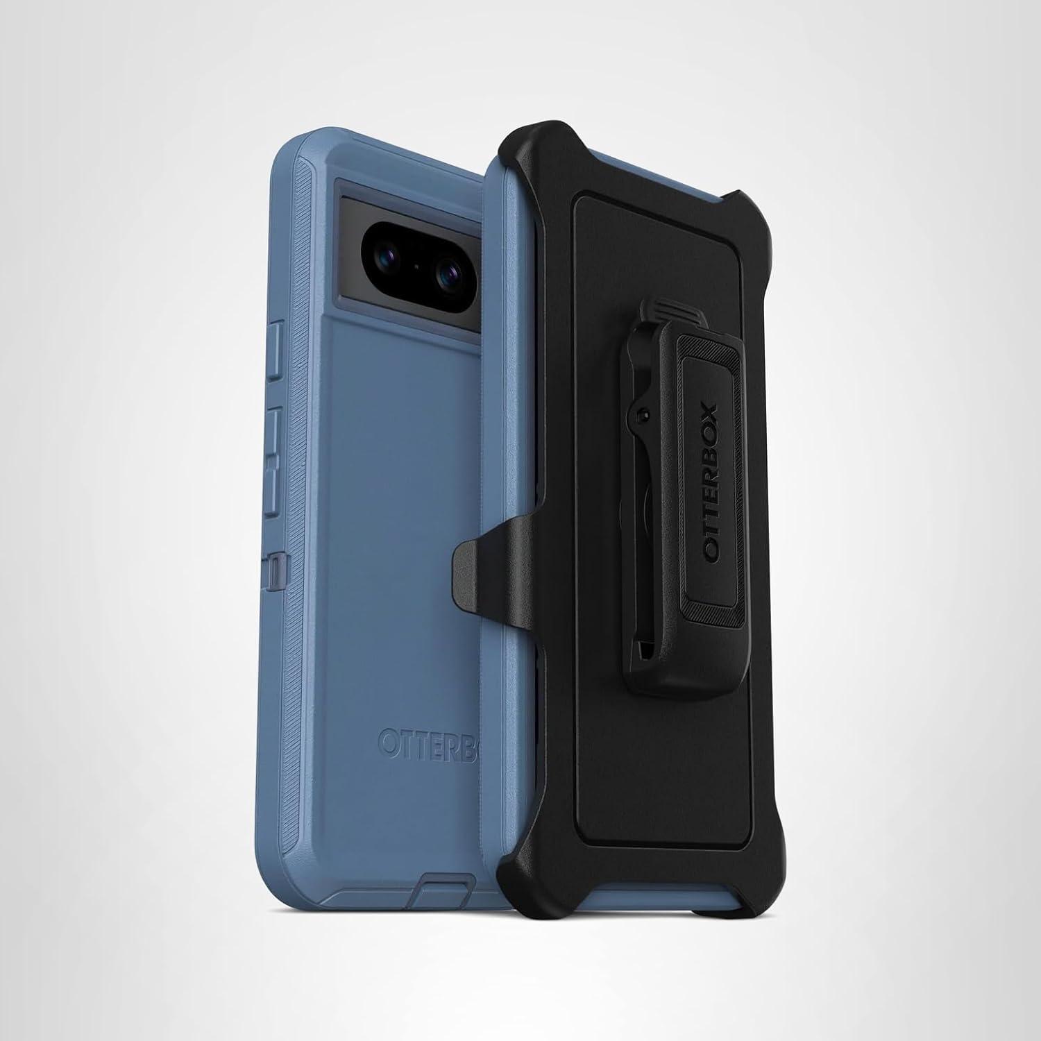 imageOtterBox Google Pixel 8 Defender Series Case Baby Blue Jeans Rugged ampamp Durable with Port Protection Includes Holster Clip KickstandBlue