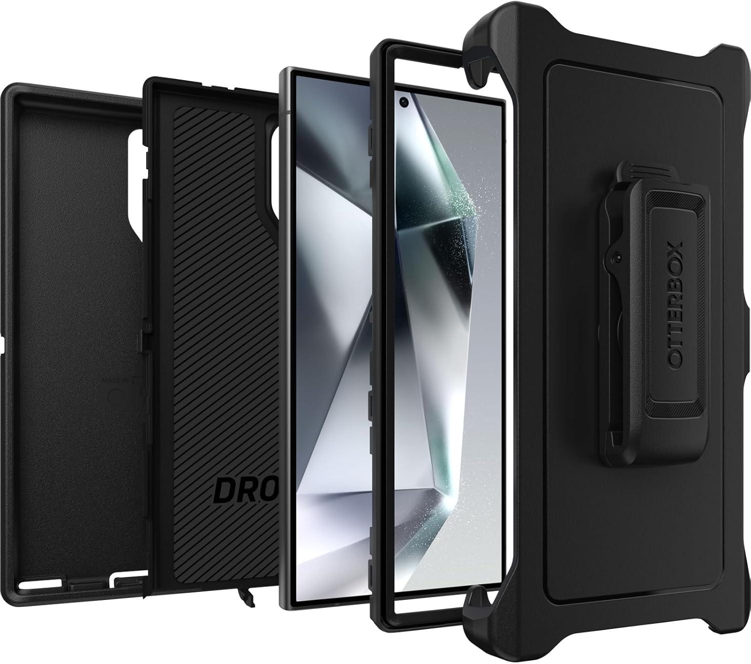 imageOtterBox Samsung Galaxy S24 Defender Series Case Black Rugged ampamp Durable with Port Protection Includes Holster Clip KickstandBlack