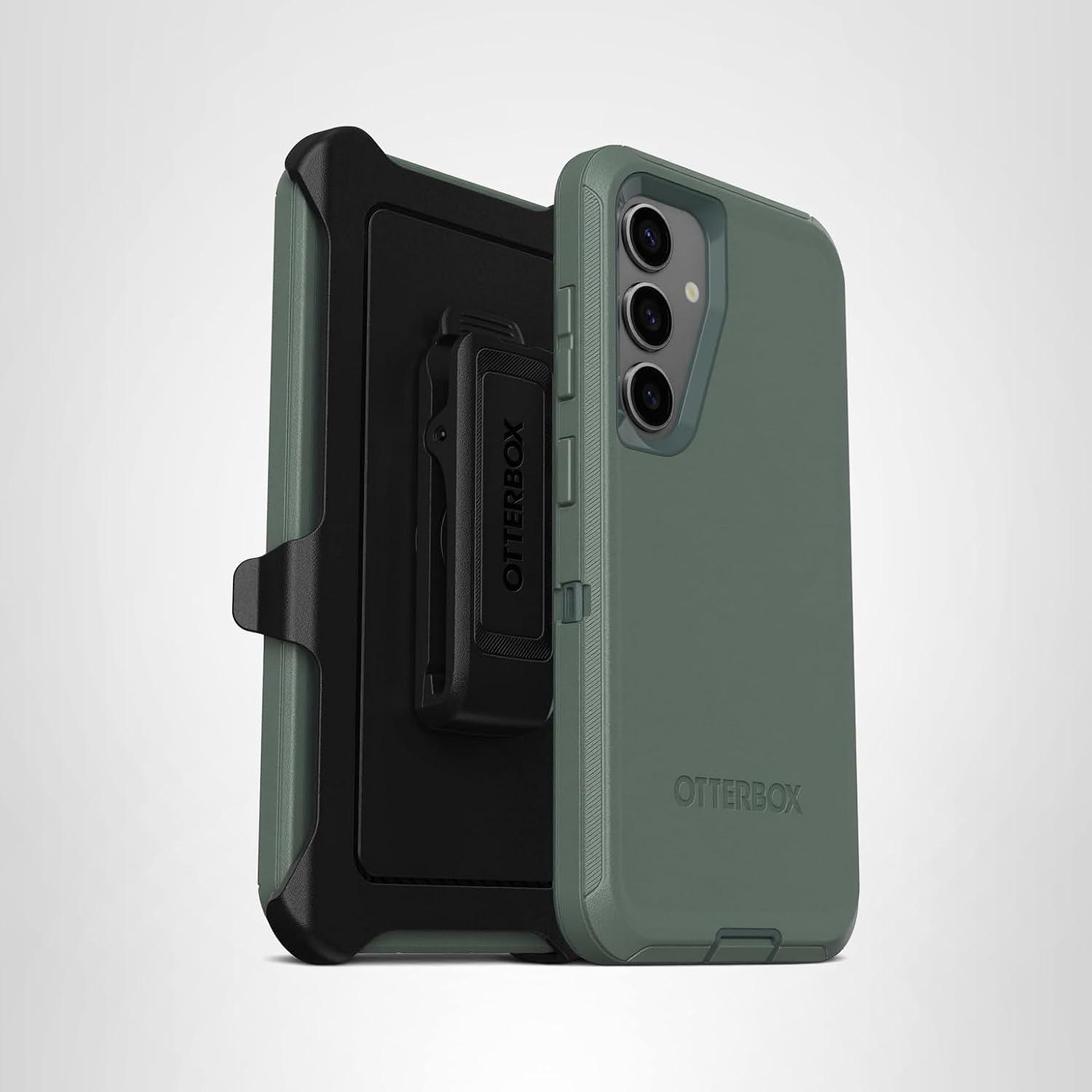 imageOtterBox Samsung Galaxy S24 Defender Series Case Black Rugged ampamp Durable with Port Protection Includes Holster Clip KickstandGreen