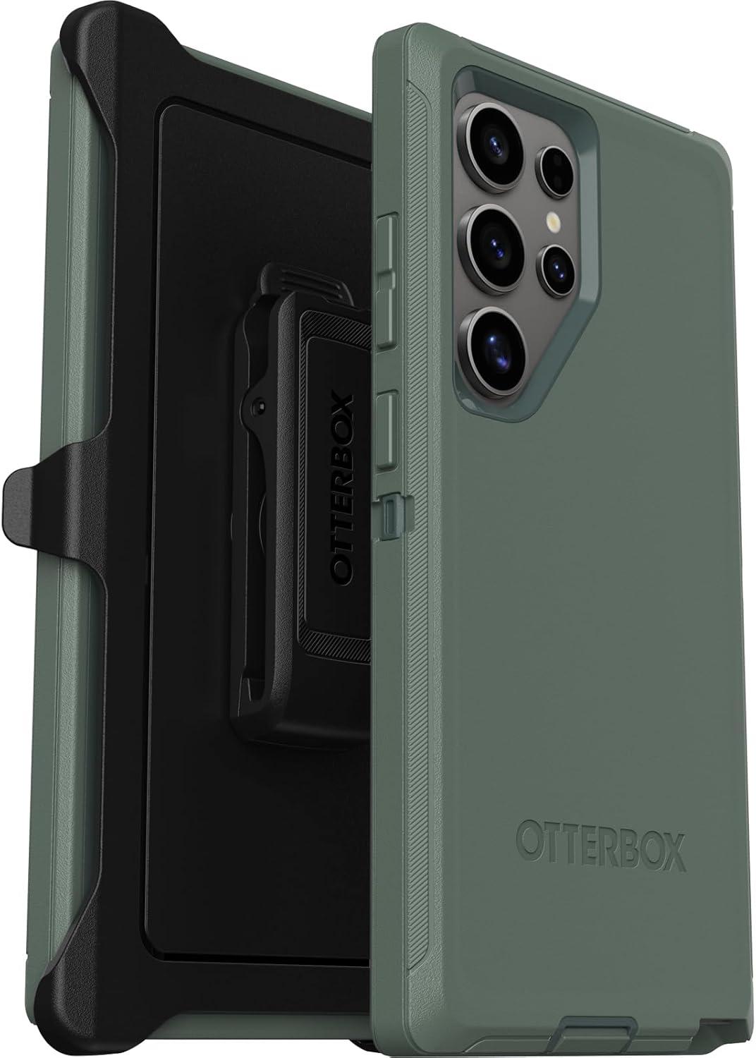 imageOtterBox Samsung Galaxy S24 Defender Series Case Black Rugged ampamp Durable with Port Protection Includes Holster Clip KickstandGreen