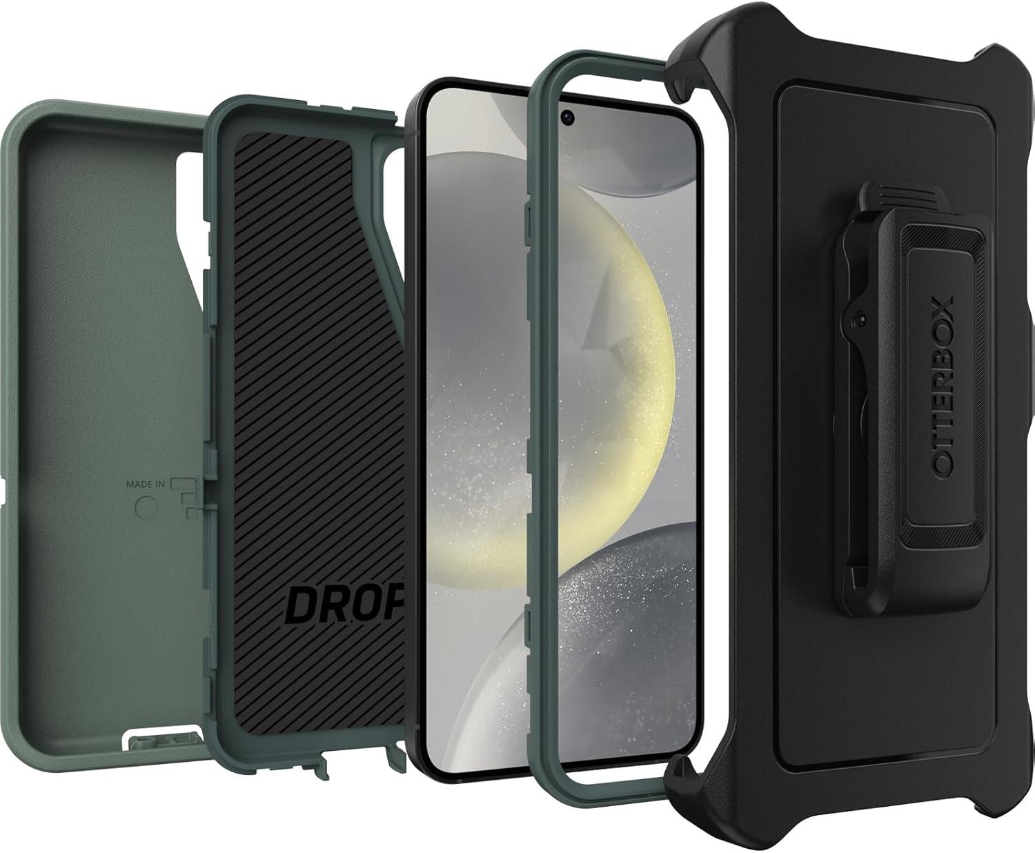 imageOtterBox Samsung Galaxy S24 Defender Series Case Black Rugged ampamp Durable with Port Protection Includes Holster Clip KickstandGreen