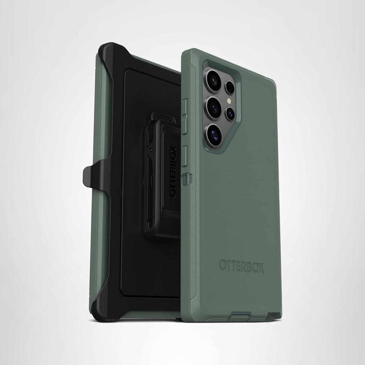 imageOtterBox Samsung Galaxy S24 Defender Series Case Black Rugged ampamp Durable with Port Protection Includes Holster Clip KickstandGreen