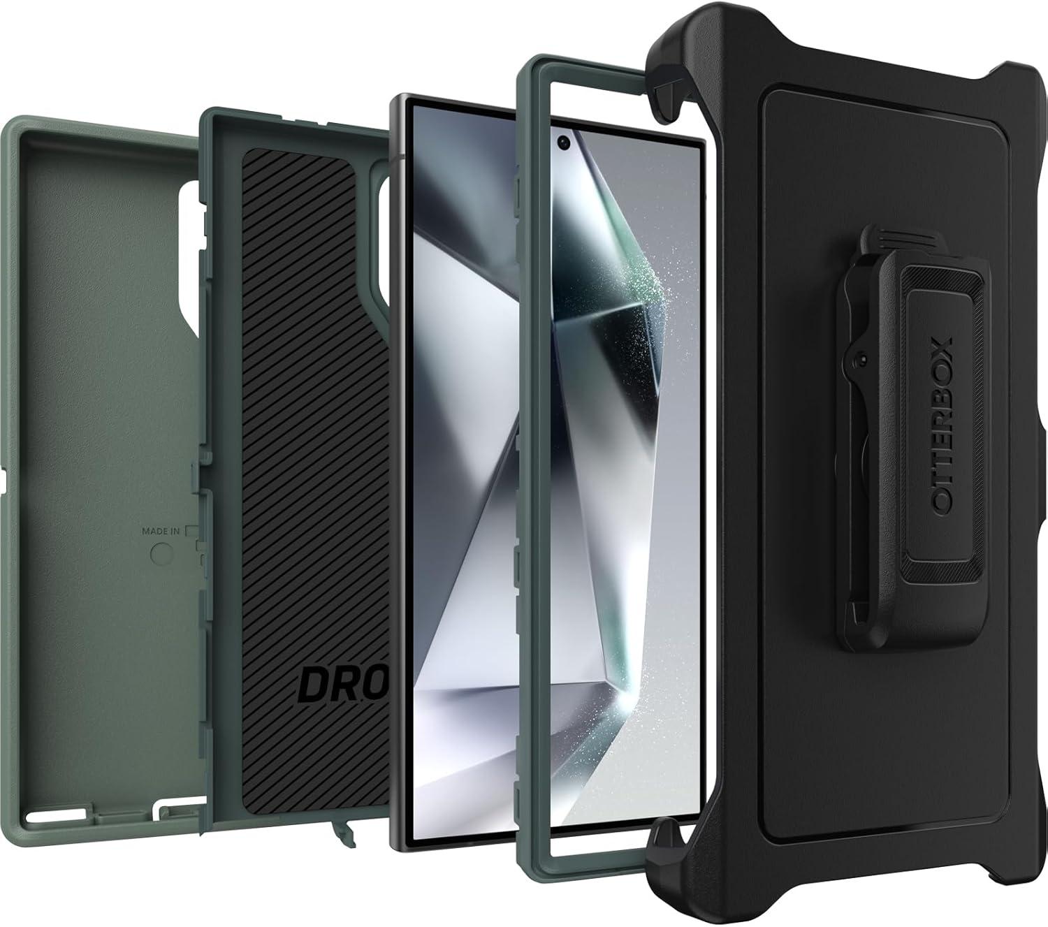 imageOtterBox Samsung Galaxy S24 Defender Series Case Black Rugged ampamp Durable with Port Protection Includes Holster Clip KickstandGreen
