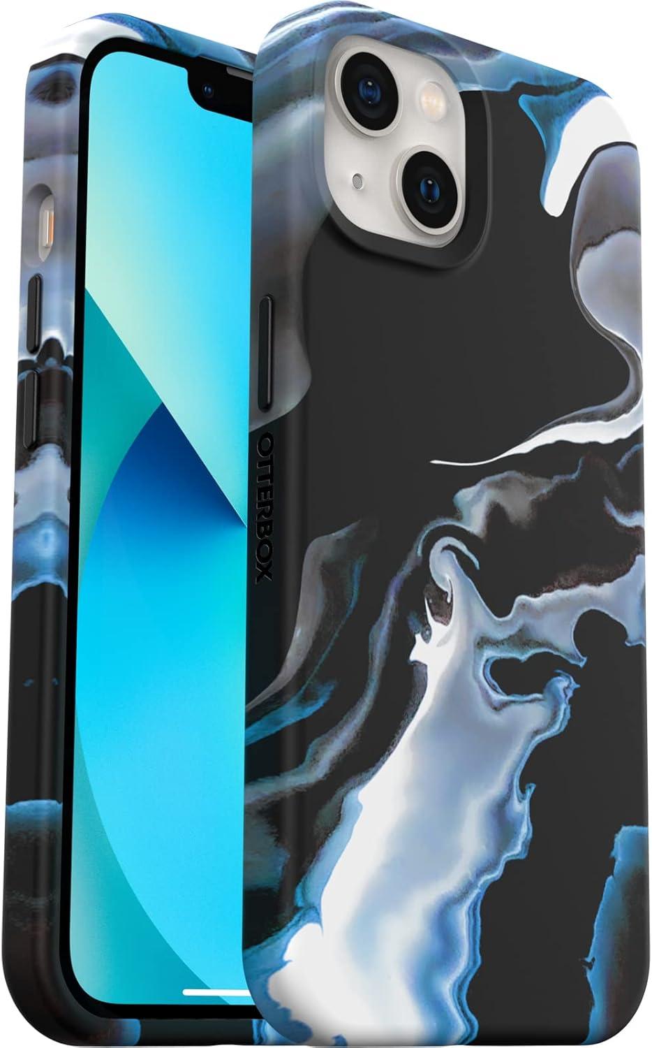 imageOtterBox iPhone 13 Soft Touch Flexible Fashion case Mercury BlueBlack Ultra Slim Colorful Graphic Snaps to Magsafe Raised EdgesBlueBlack