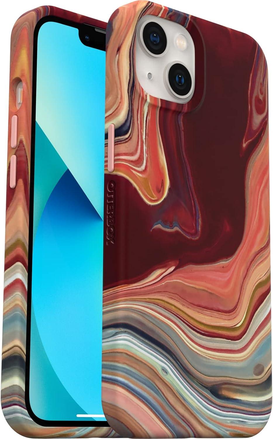 imageOtterBox iPhone 13 Soft Touch Flexible Fashion case Mercury BlueBlack Ultra Slim Colorful Graphic Snaps to Magsafe Raised EdgesPink