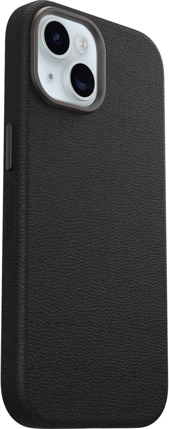 imageOtterBox iPhone 15 Pro Symmetry Series Cactus Leather for MagSafe Rich Adobe Brown sustainably sourced Snaps to MagSafe UltraSleek Raised Edges Protect Camera ampamp ScreenBlack