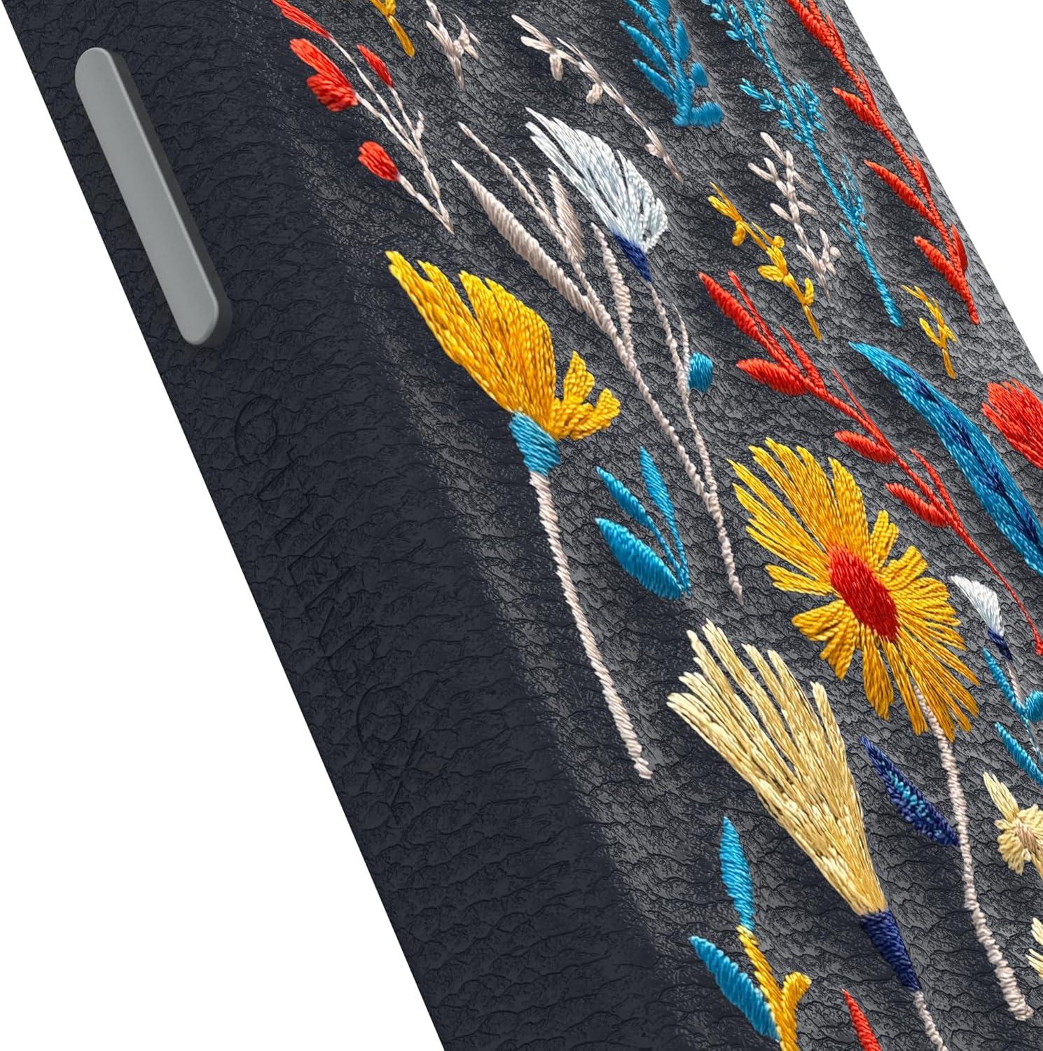 imageOtterBox iPhone 15 Symmetry Series Cactus Leather Embroidery for MagSafe Enchanted Garden Blue