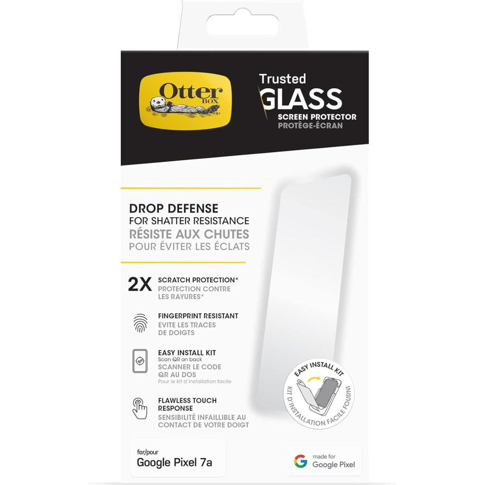 imageOtterBox Google Pixel 7A Alpha Flex Antimicrobial Screen Protector  CLEAR precision fit crystal clarity flawless touch response easy installationTrusted Glass