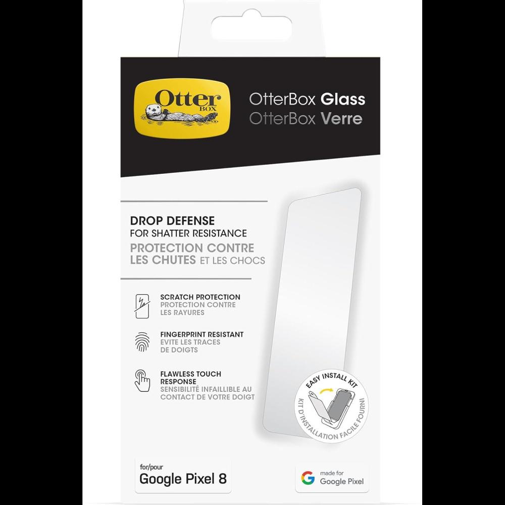 imageOtterBox Google Pixel 8 Glass Screen Protector scratch protection flawless clarity fingerprint resistant ships in polybag ideal for business customersStandard Glass
