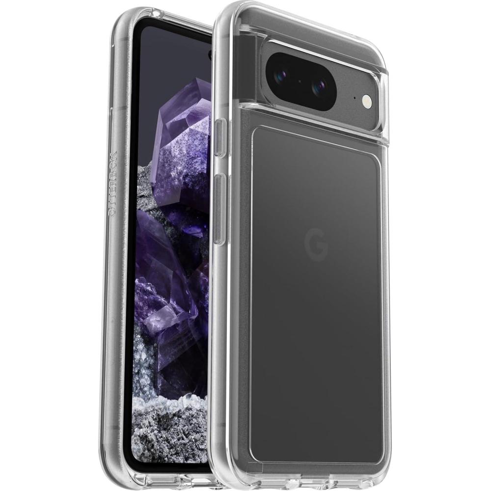 imageOtterBox Google Pixel 8 Symmetry Series Clear Case  STARDUST ClearGlitter ultrasleek wireless charging compatible raised edges protect camera ampamp screen ships in polybagClear