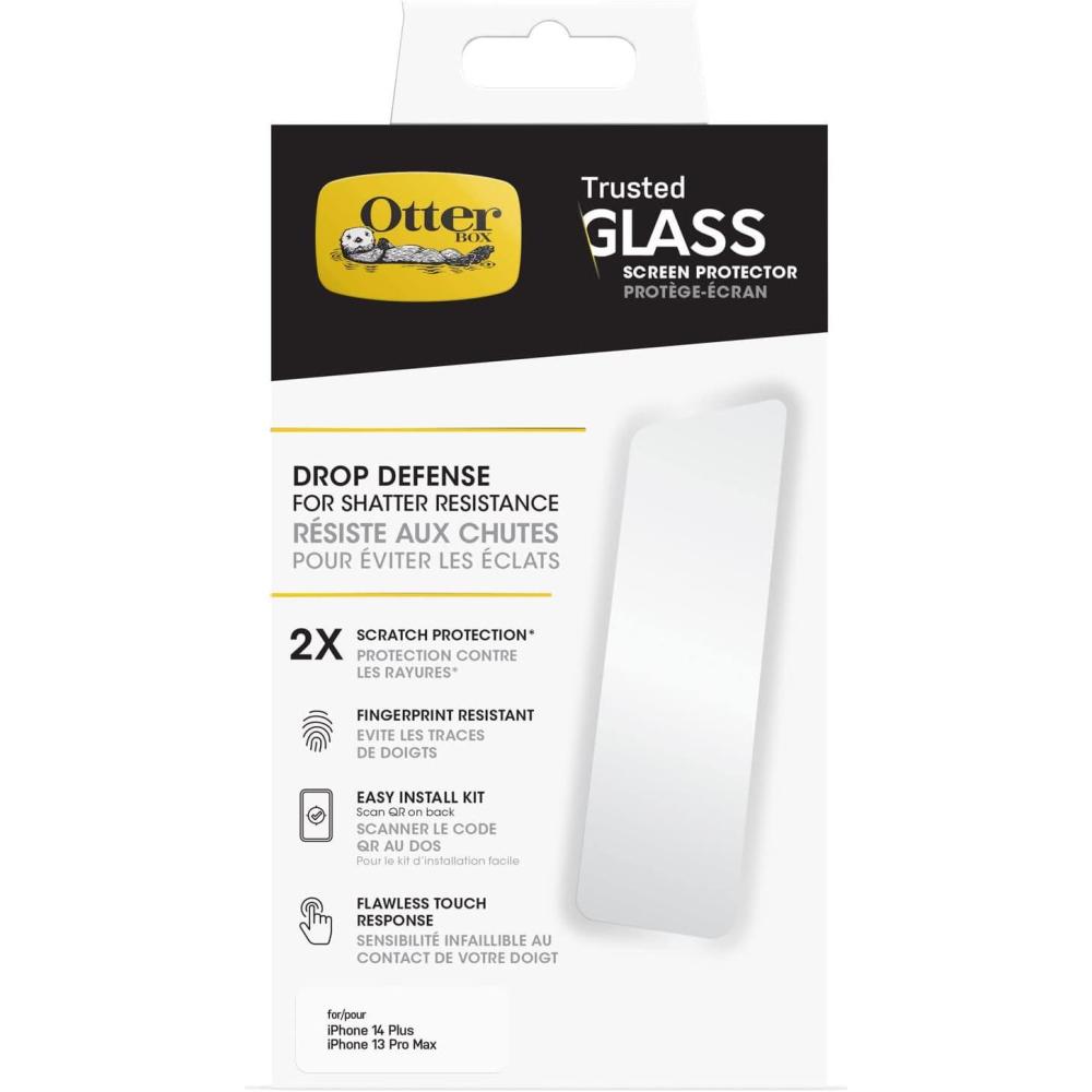 imageOtterBox TRUSTED GLASS Screen Protector for iPhone 14 Plus Flawless Touch Response Fingerprint Resistant Precision Fit Vibrant Clarity