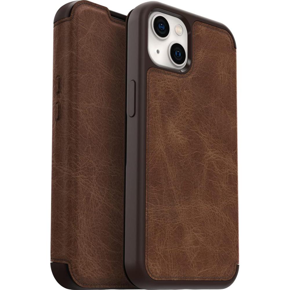 imageOtterBox iPhone 13 ONLY Strada Series Case Espresso Card Holder Genuine Leather PocketFriendly Folio caseESPRESSO