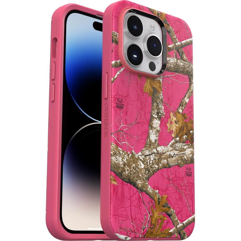 imageOtterBox iPhone 14 Pro Symmetry Series Case  Ariel Waves UltraSleek Snaps to MagSafe Raised Edges Protect Camera ampamp ScreenRealtree Flamingo Pink