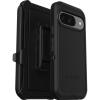 OtterBox Google Pixel 9 & 9 Pro Defender Series Case – BLACK, rugged & durable, with port protection, includes holster clip kickstand (Ships in Polybag)(Black)