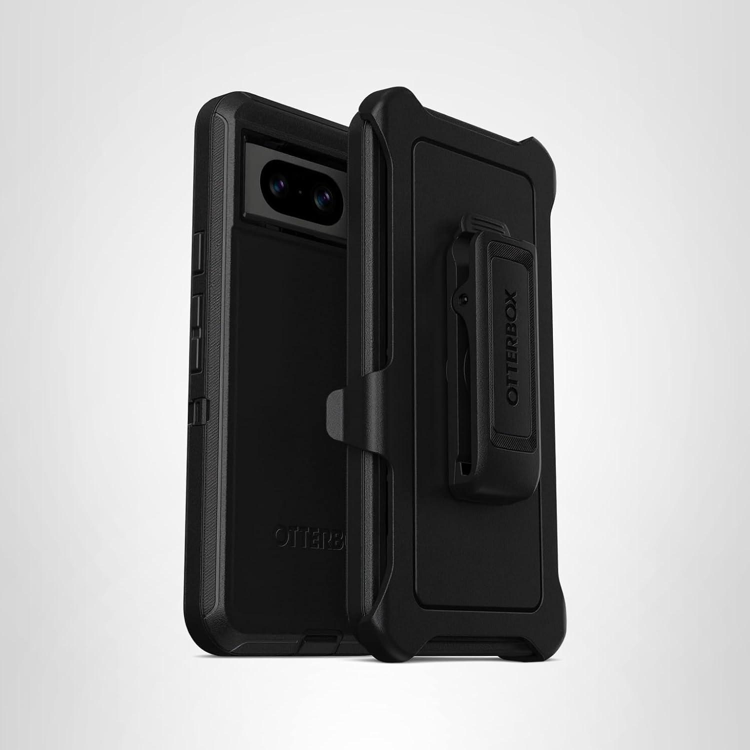 imageOtterBox Google Pixel 8 Defender Series Case BLACK rugged ampamp durable with port protection includes holster clip kickstand Single unit ships in polybag ideal for business customersBlack