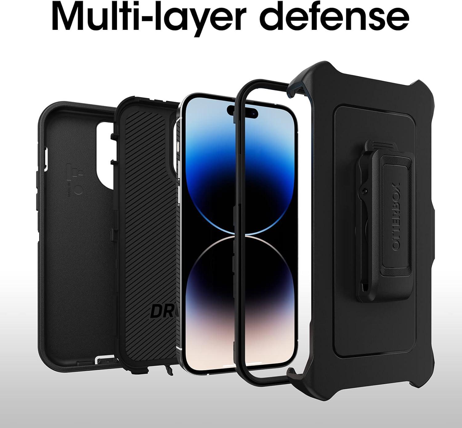 imageOtterBox iPhone 14 Pro Max ONLY Defender Series Case BLACK Rugged ampamp Durable with Port Protection Includes Holster Clip Kickstand