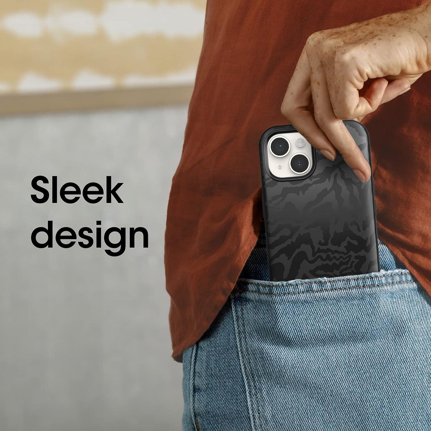 imageOtterBox iPhone 14 ampamp iPhone 13 Symmetry Series Case REBEL Black ultrasleek snaps to MagSafe raised edges protect camera ampamp screen