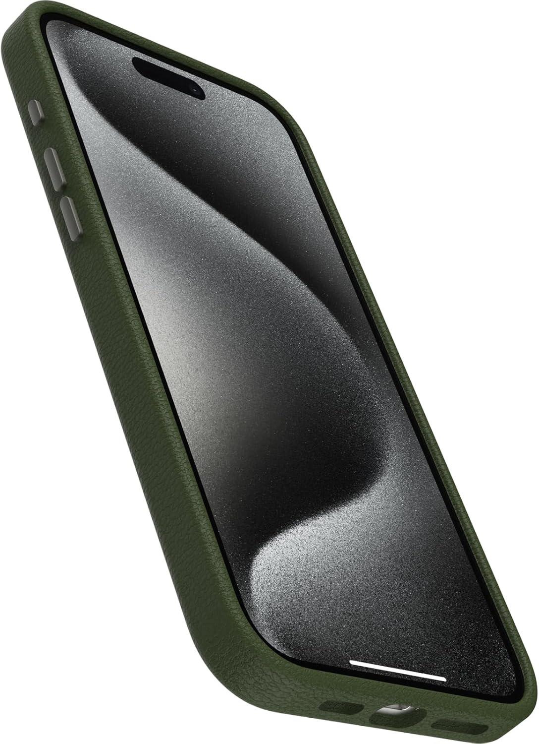 imageOtterBox iPhone 15 Pro Max Symmetry Series Cactus Leather for MagSafe Noir ASH Black Snaps to MagSafe UltraSleek Raised Edges Protect Camera ampamp ScreenGreen