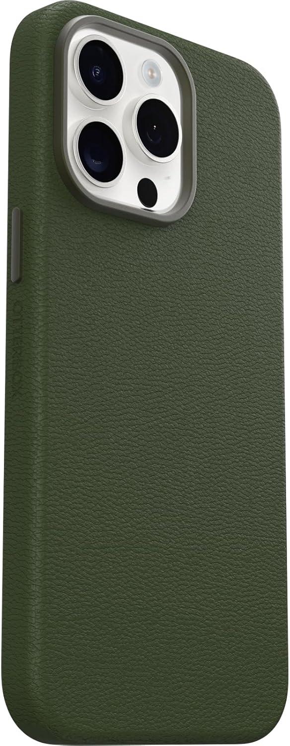 imageOtterBox iPhone 15 Pro Max Symmetry Series Cactus Leather for MagSafe Noir ASH Black Snaps to MagSafe UltraSleek Raised Edges Protect Camera ampamp ScreenGreen