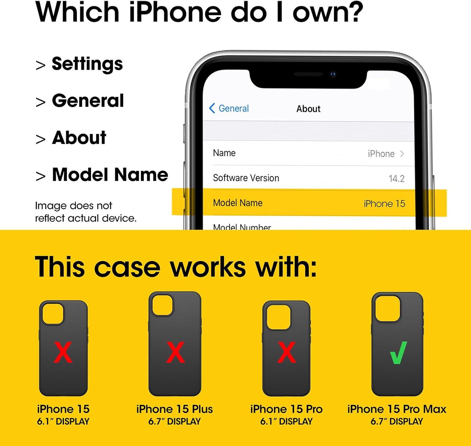 imageOtterBox iPhone 15 Pro Max Symmetry Series Cactus Leather for MagSafe Noir ASH Black Snaps to MagSafe UltraSleek Raised Edges Protect Camera ampamp ScreenBlack