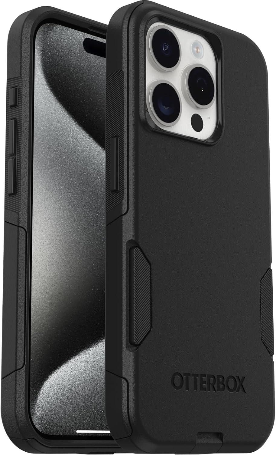 imageOtterBox iPhone 15 Pro Only Commuter Series Case Black Slim ampamp Tough PocketFriendly with Port Protection