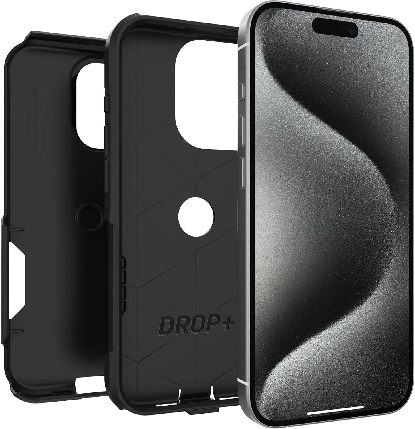 imageOtterBox iPhone 15 Pro Only Commuter Series Case Black Slim ampamp Tough PocketFriendly with Port Protection