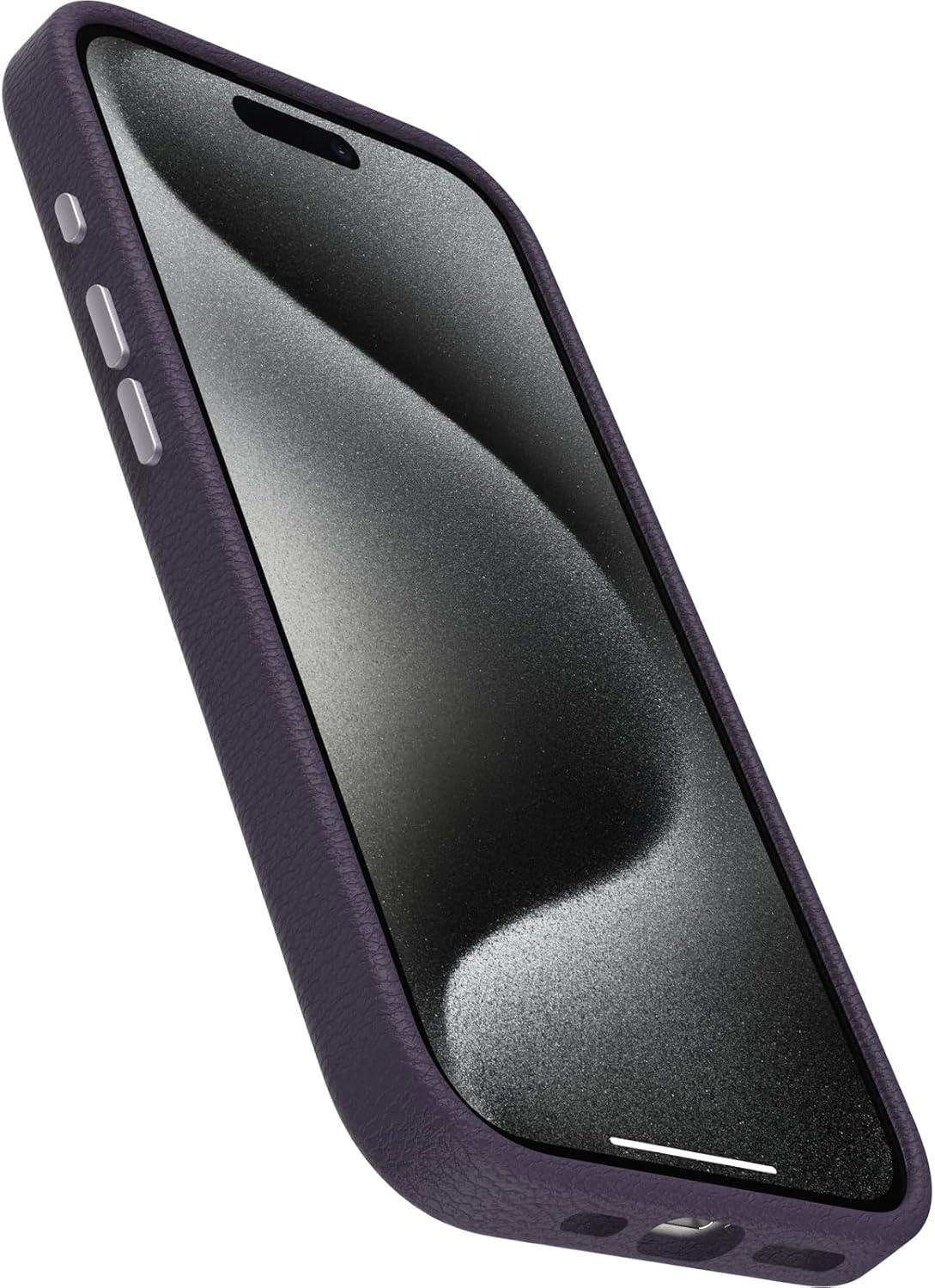 imageOtterBox iPhone 15 Pro Symmetry Cactus Leather for MagSafe Plum Luxe Purple sustainably sourced Snaps to MagSafe UltraSleek Raised Edges Protect Camera ampamp Screen