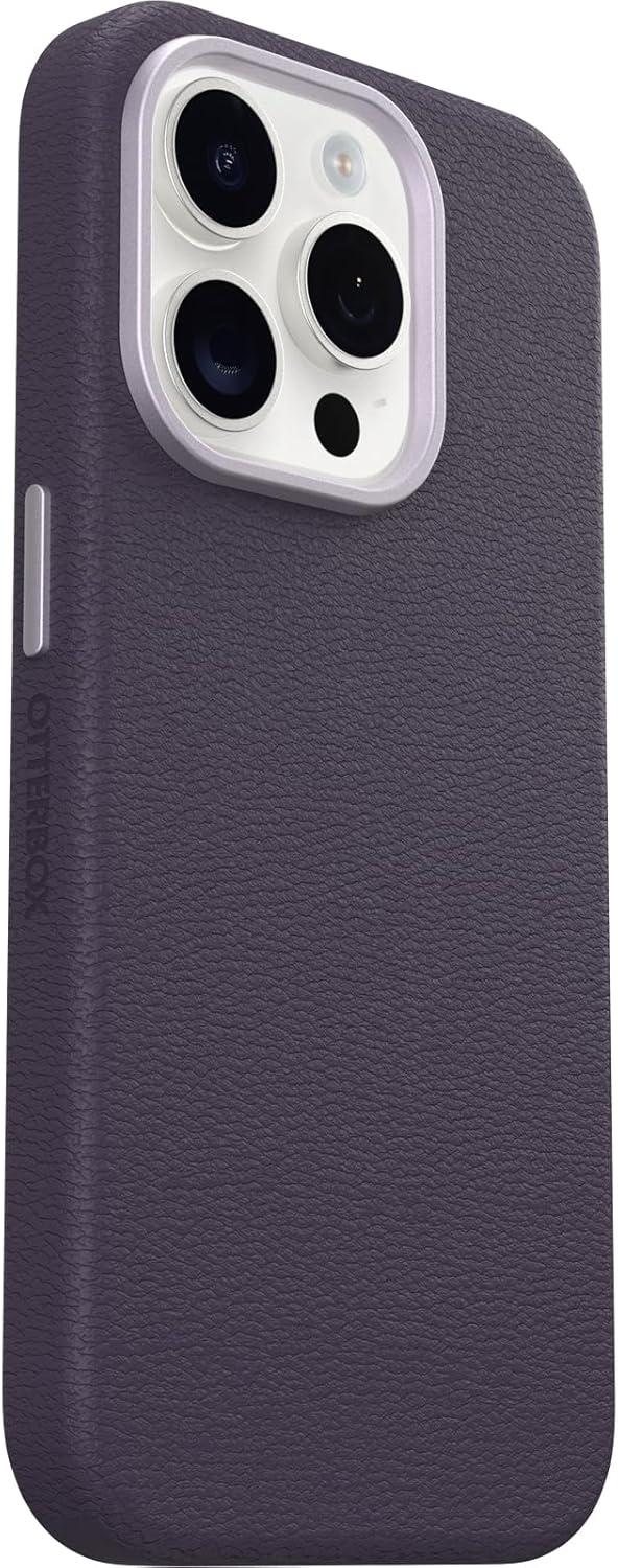 imageOtterBox iPhone 15 Pro Symmetry Cactus Leather for MagSafe Plum Luxe Purple sustainably sourced Snaps to MagSafe UltraSleek Raised Edges Protect Camera ampamp Screen