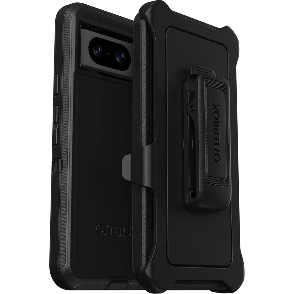 imageOtterBox Google Pixel 8 Defender Series Case  BLACK rugged ampamp durable with port protection includes holster clip kickstand Single unit ships in polybag ideal for business customersBlack