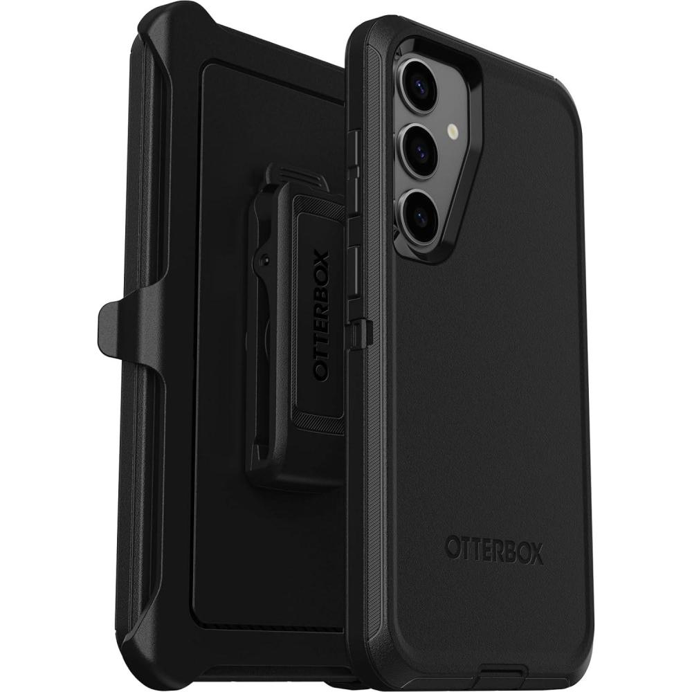 imageOtterBox Samsung Galaxy S24 Defender Series Case  Single Unit Ships in Polybag Ideal for Business Customers  BLACK rugged ampamp durable with port protection includes holster clip kickstand