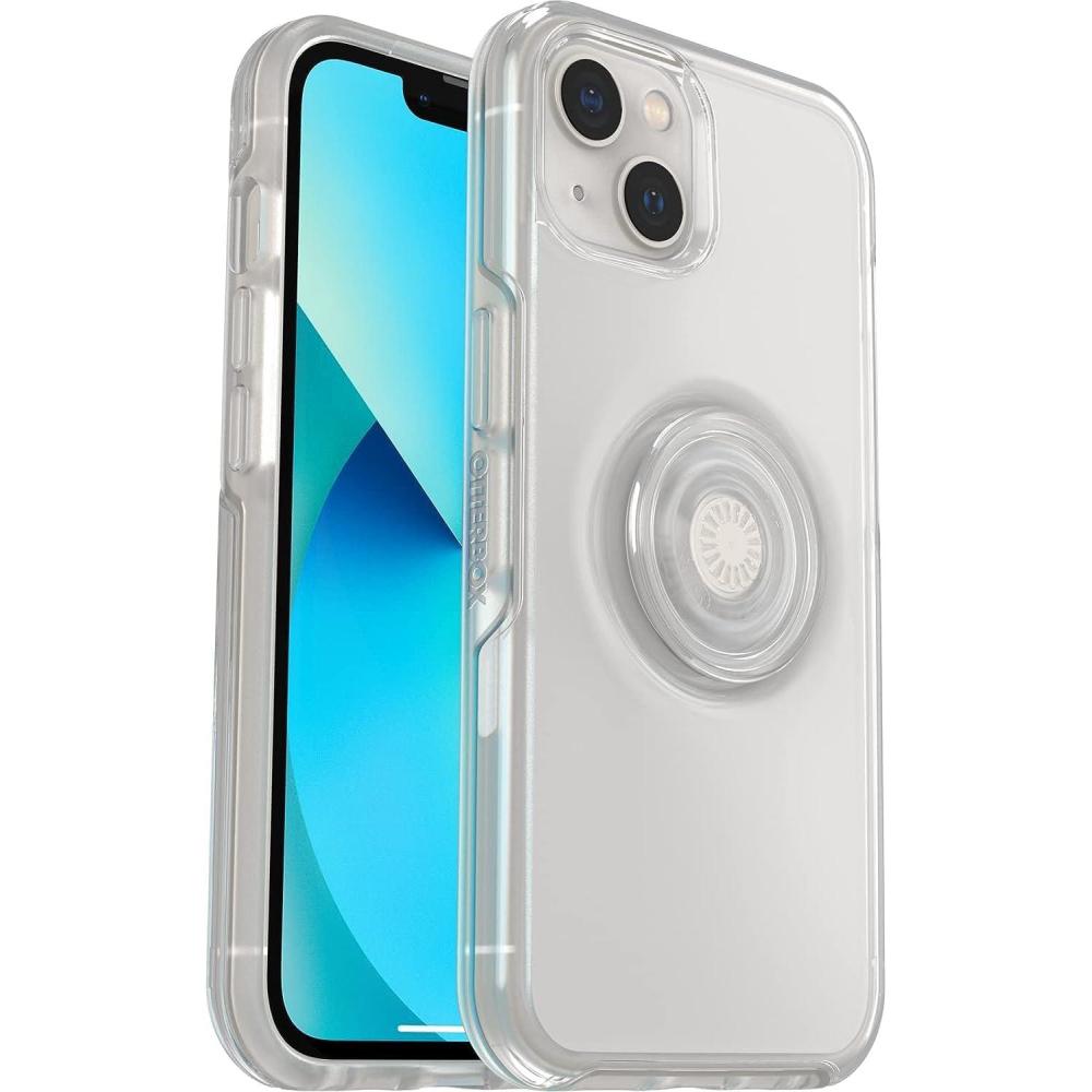 imageOtterBox iPhone 13 Otter Pop Symmetry Series Clear Case Clear POP Clear Integrated PopSockets PopGrip Slim PocketFriendly Raised Edges Protect Camera ampamp Screen
