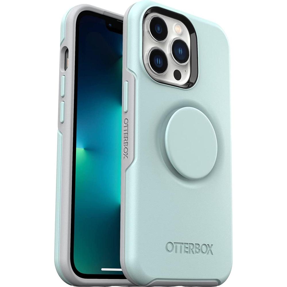 imageOtterBox iPhone 13 Pro Otter Pop Symmetry Series Case Tranquil Waters Blue Integrated PopSockets PopGrip Slim PocketFriendly Raised Edges Protect Camera ampamp ScreenBlue