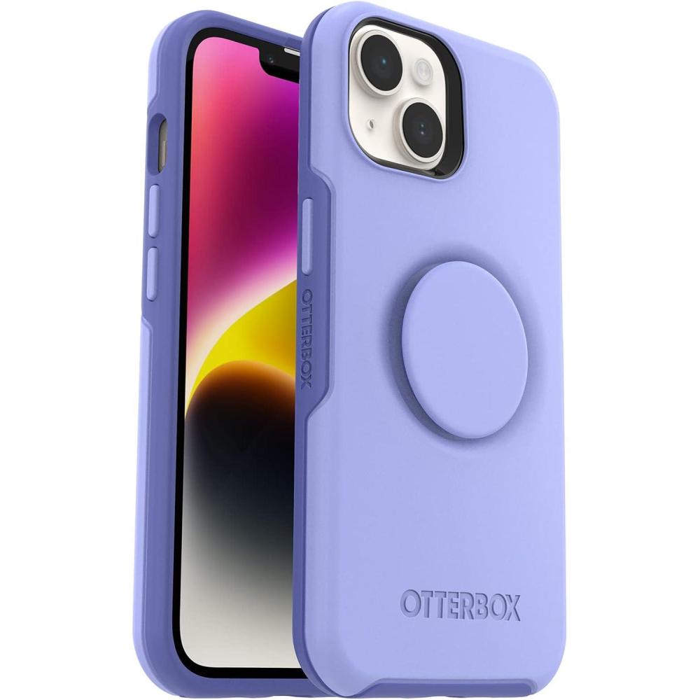 imageOtterBox iPhone 14 ampamp iPhone 13 Otter Pop Symmetry Series Clear Case Clear Integrated PopSockets PopGrip Slim PocketFriendly Raised Edges Protect Camera ampamp ScreenPurple