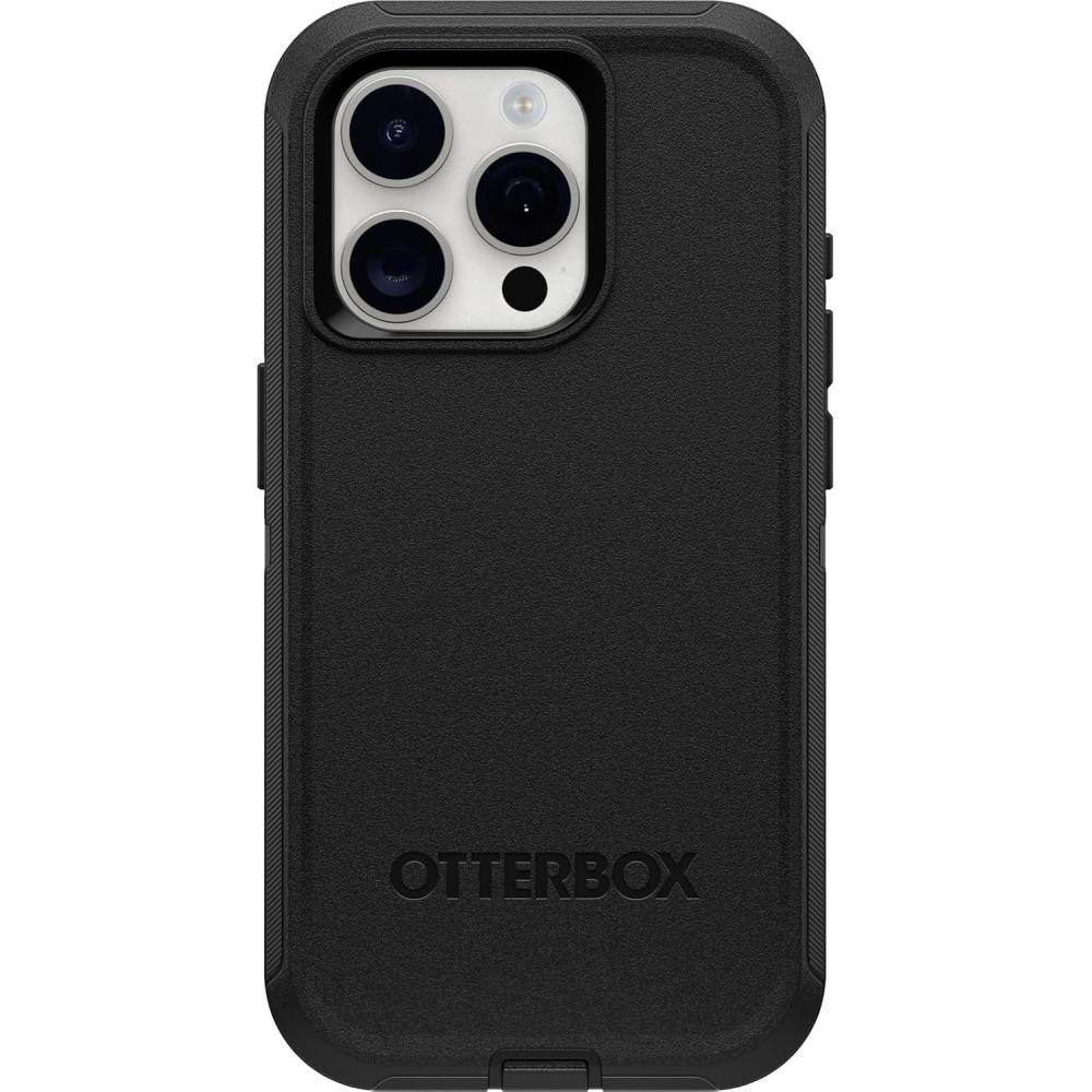 imageOtterBox iPhone 15 Pro Only Defender Series Case BLACK screenless rugged ampamp durable with port protection includes holster clip kickstand ships in polybag ideal for business customers