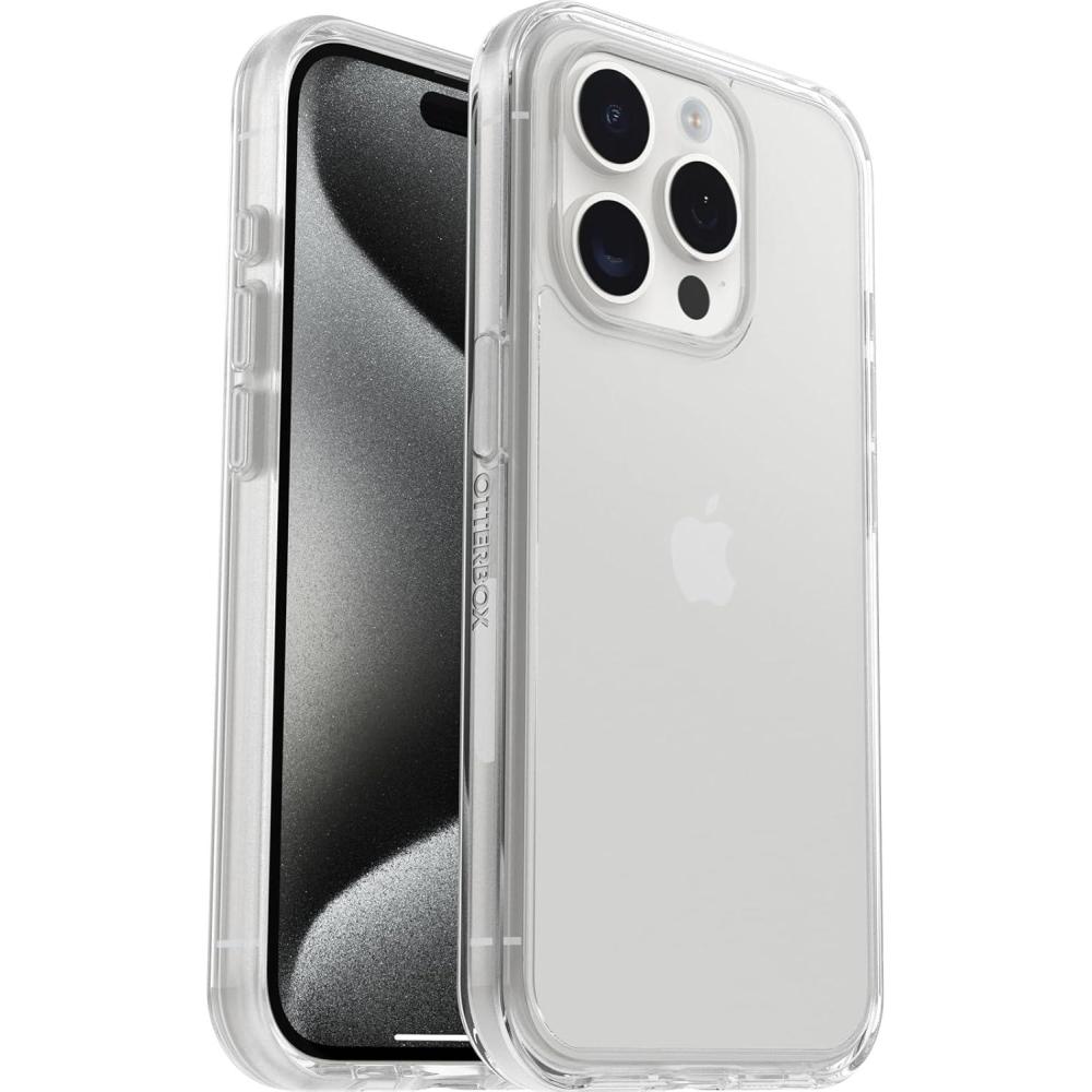 imageOtterBox iPhone 15 Pro Only Symmetry Clear Series Case Clear UltraSleek Wireless Charging Compatible Raised Edges Protect Camera ampamp Screen Ships in polybag Ideal for Business customersClear