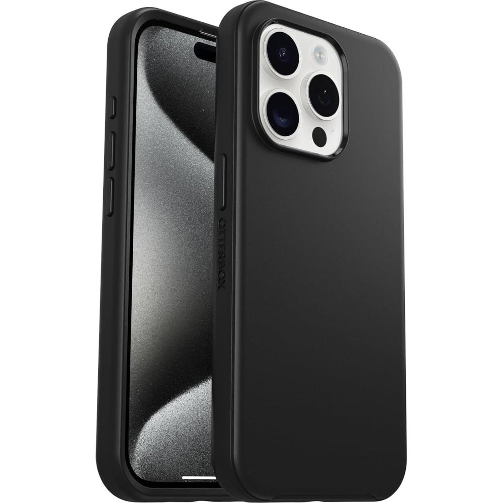imageOtterBox iPhone 15 Pro Only Symmetry Clear Series Case  Clear UltraSleek Wireless Charging Compatible Raised Edges Protect Camera ampamp Screen Ships in polybag Ideal for Business customersBlack
