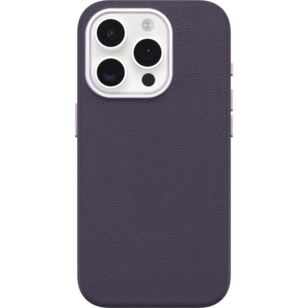 imageOtterBox iPhone 15 Pro Symmetry Cactus Leather for MagSafe Plum Luxe Purple sustainably sourced Snaps to MagSafe UltraSleek Raised Edges Protect Camera ampamp Screen