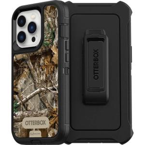 OtterBox iPhone 13 Pro (ONLY) Defender Series Case – Black/Realtree (CAMO), Rugged & Durable, with Port Protection, Includes Holster Clip Kickstand