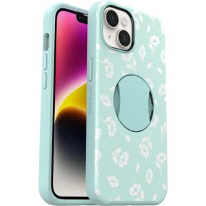 OtterBox iPhone 14 and iPhone 13 OtterGrip Symmetry Series Case – Poppies by The SEA (Blue), Built-in Grip, Sleek Case, Snaps to MagSafe, Raised Edges Protect Camera & Screen