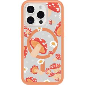 OtterBox iPhone 15 Pro (Only) Symmetry Series Clear Case – Fungi (Orange), Snaps to MagSafe, Ultra-Sleek, Raised Edges Protect Camera & Screen