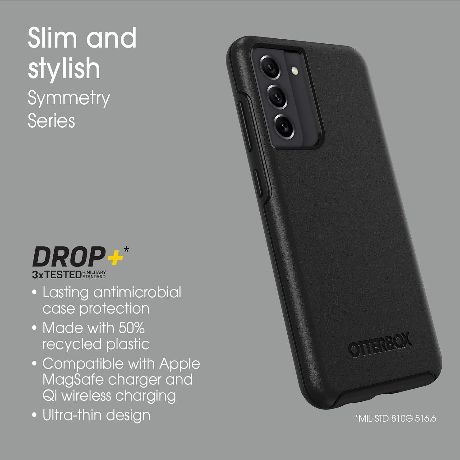 imageOtterBox Galaxy S21 FE 5G Only Symmetry Series Case Black UltraSleek Wireless Charging Compatible Raised Edges Protect Camera ampamp ScreenBlack
