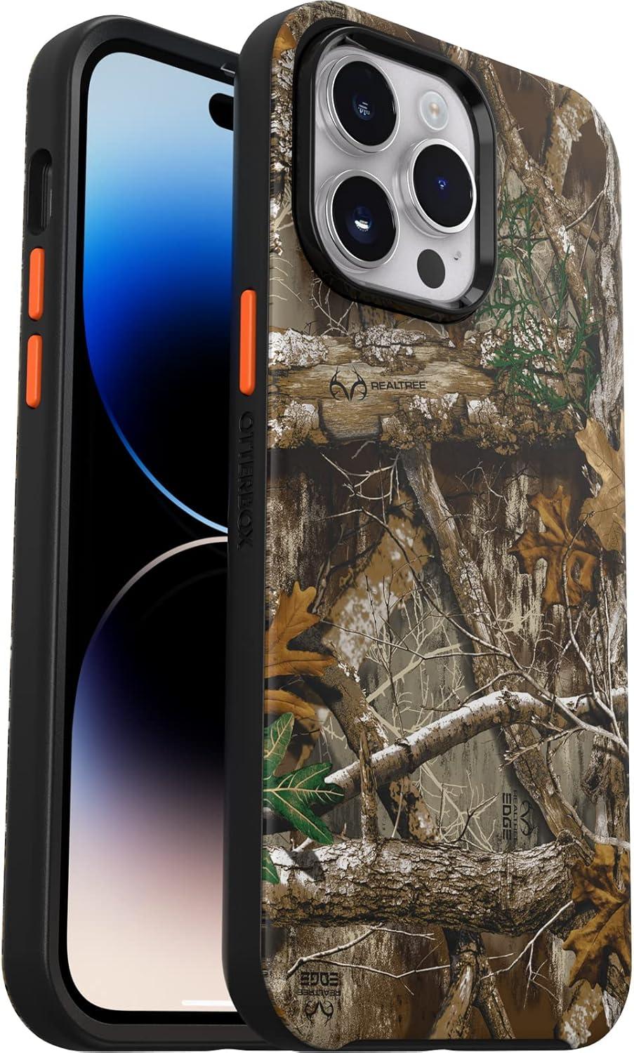 imageOtterBox Symmetry Series Series Graphics Antimicrobial Case with MagSafe for iPhone 14 Pro Max ONLY Realtree Blaze Edge Camo GEN 2