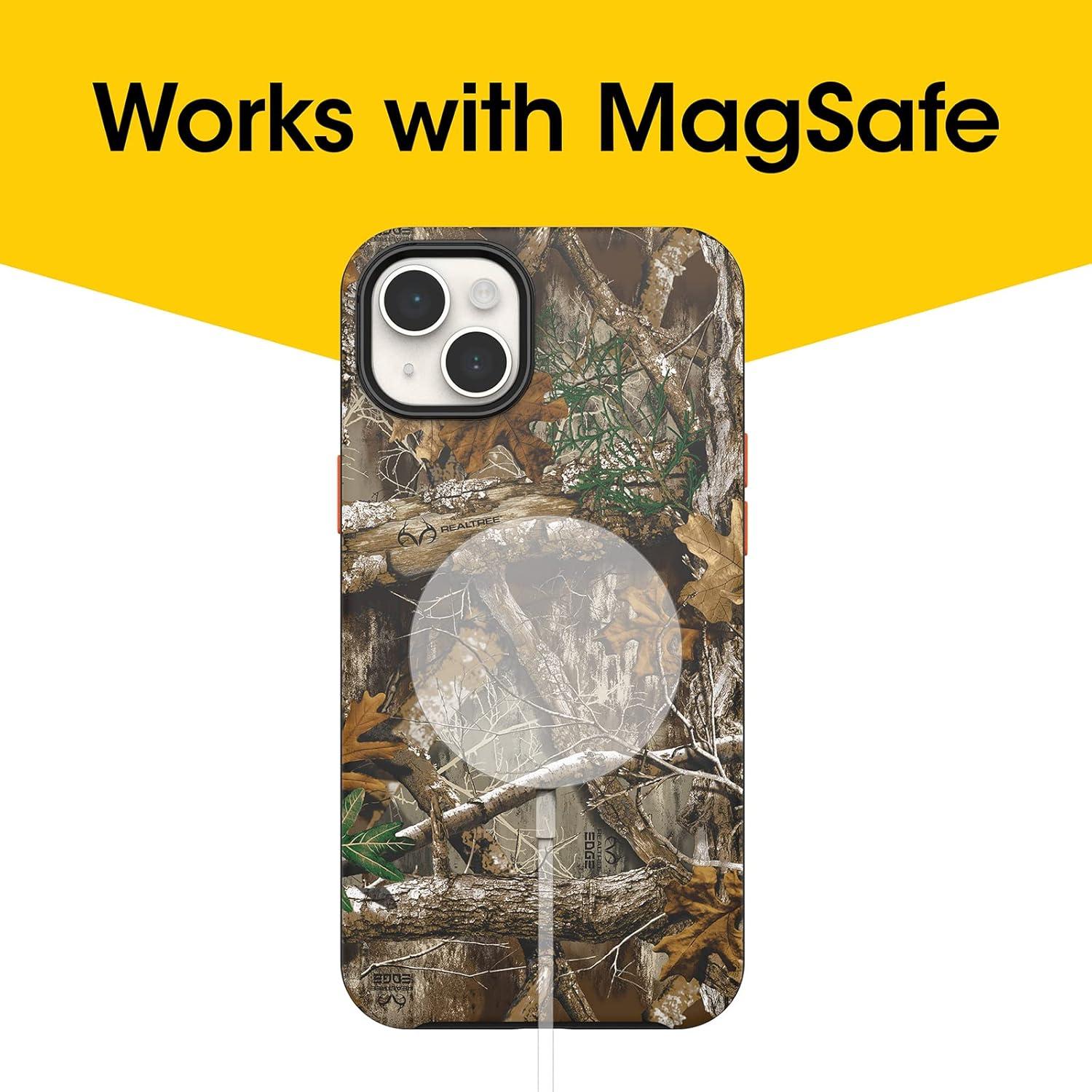 imageOtterBox iPhone 14 Plus Symmetry Series Case REALTREE BLAZE EDGE Camo ultrasleek snaps to MagSafe raised edges protect camera ampamp screen