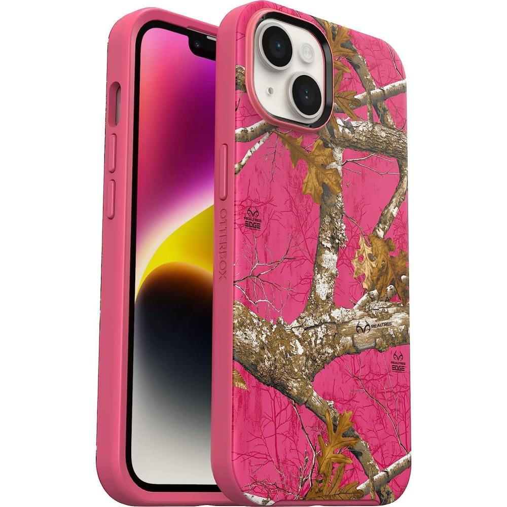imageOtterBox Symmetry Series Antimicrobial Case with Magsafe for iPhone 14 ampamp iPhone 13 Only  NonRetail Packaging  Realtree Flamingo Pink CamoRealtree Flamingo Pink Camo