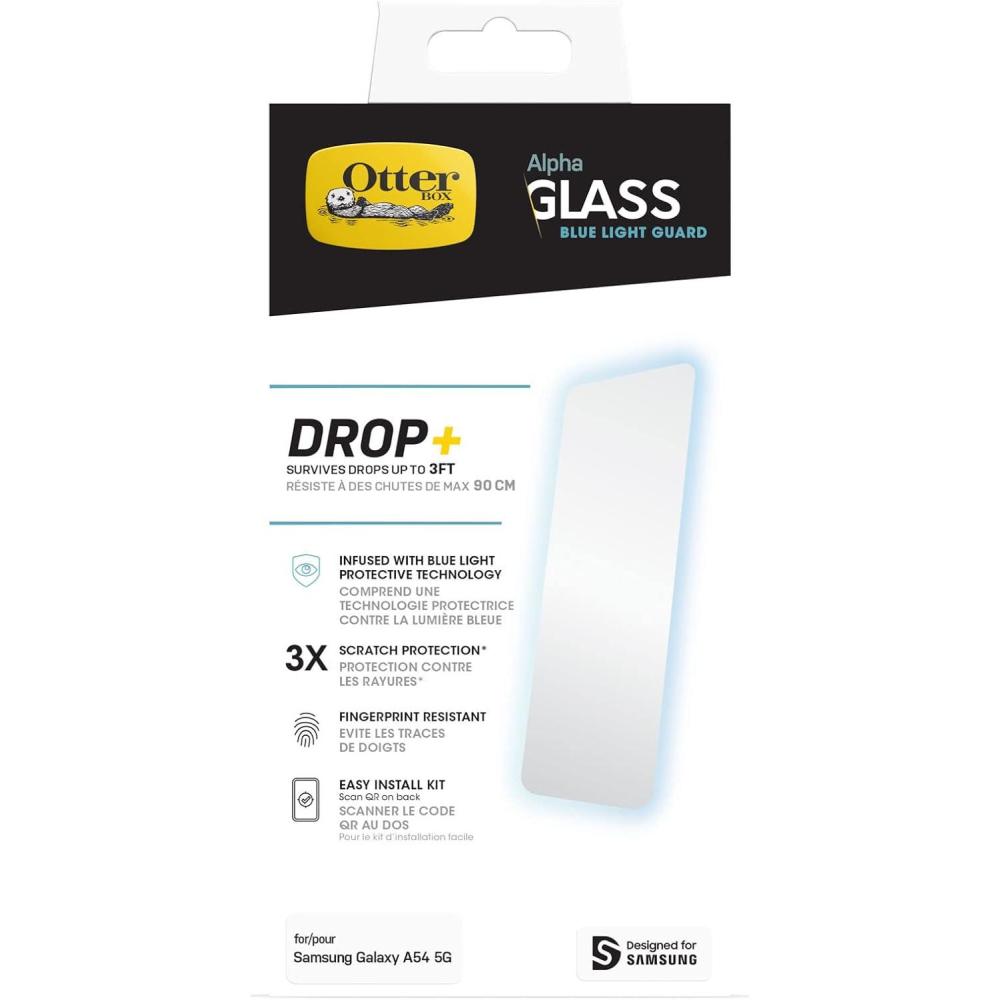 imageOtterBox TRUSTED GLASS Screen Protector for Samsung Galaxy A54 5G  CLEARAlpha Glass Blue LightAntimicrobial