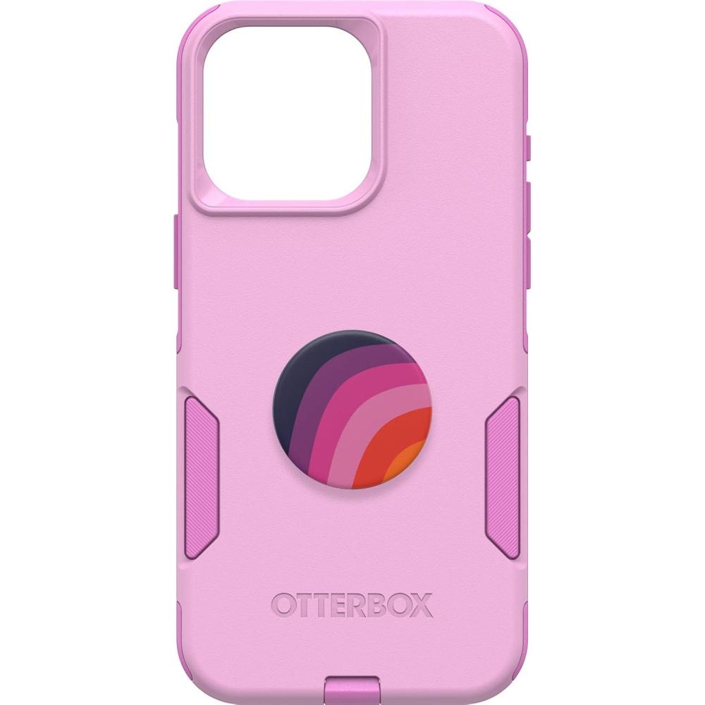imageOtterBox Bundle iPhone 15 Pro MAX Only Commuter Series Case Run Wildflower PopSockets PopGrip Plum Stripe Slim ampamp Tough PocketFriendly with Port Protection PopGrip IncludedPink
